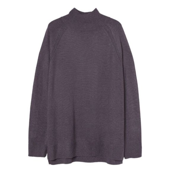 H&M Sweaters - NWT H&M Knit Mock Turtleneck Sweater Size Small Dark Mauve Essential Raglan